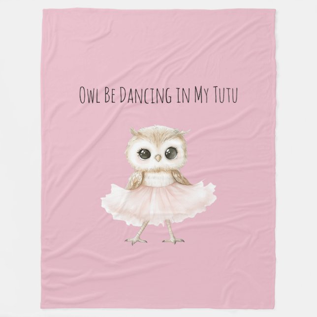 Owl Dancing Pink Tutu Ballerina Fleecefilt (Framsidan)