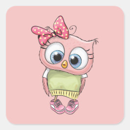 Owl Fyrkantigt Klistermärke