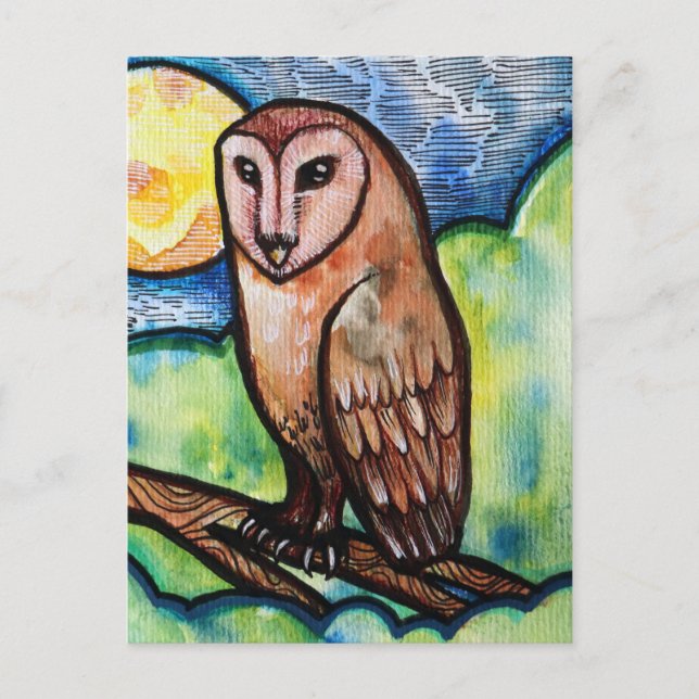 Owl Golden Moon                                    Vykort (Framsida)