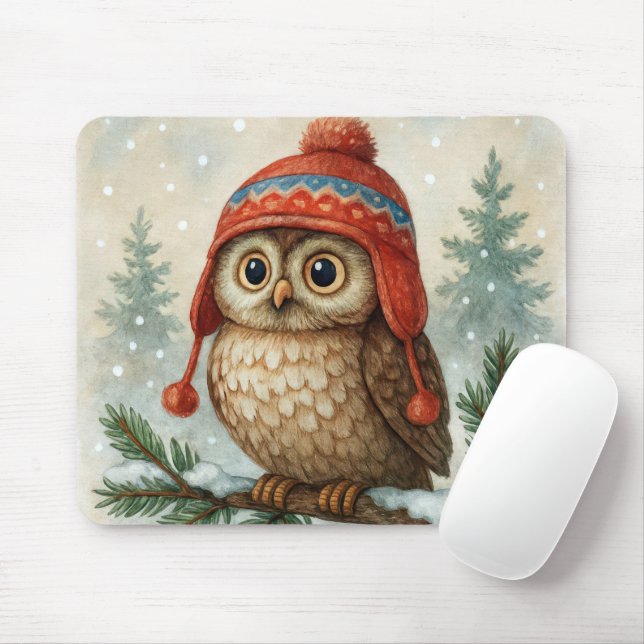 Owl In a Winter Cap Musmatta (Med mus)
