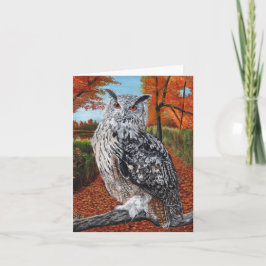 Owl in Autumn Forest Fine Art  Anteckningskort