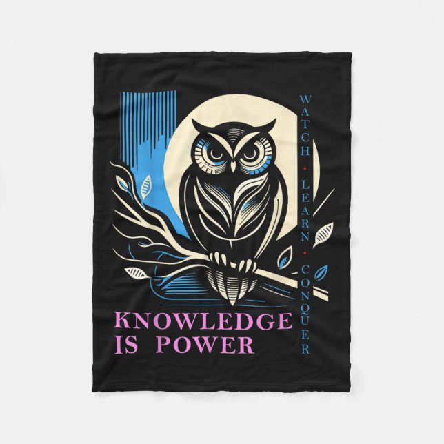 Owl - Knowledge Is Wer - Wisdom Owl Design  Fleecefilt (Framsidan)