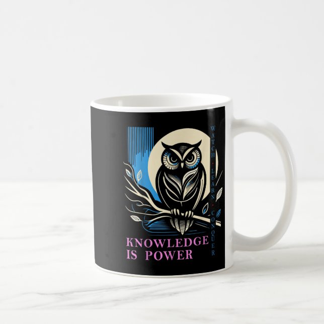 Owl - Knowledge Is Wer - Wisdom Owl Design  Kaffemugg (Höger)
