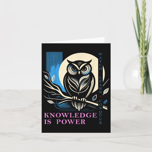 Owl - Knowledge Is Wer - Wisdom Owl Design  Kort (Framsida)