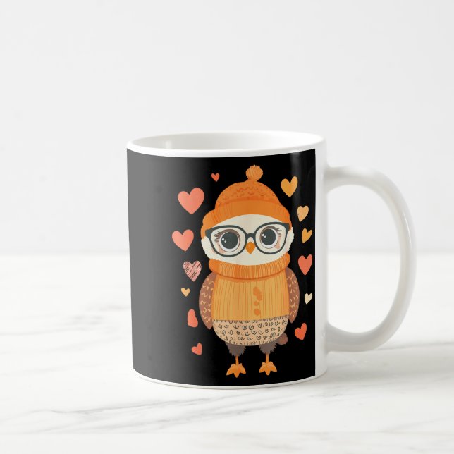 Owl Lover Heart Girls Valentine’s Day Women Owl  Kaffemugg (Höger)