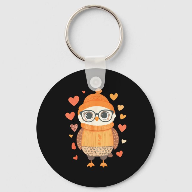 Owl Lover Heart Girls Valentine’s Day Women Owl  Nyckelring (Framsida)