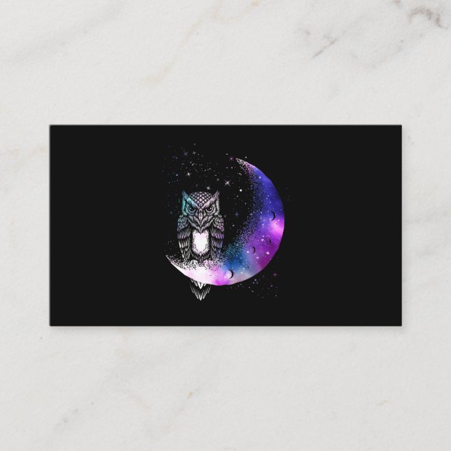 Owl Moon Galaxy Bird Crescent Visitkort (Framsida)