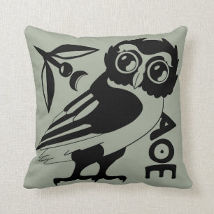 Owl of Minerva Pillow, Green/gray(#a3ac99) Kudde