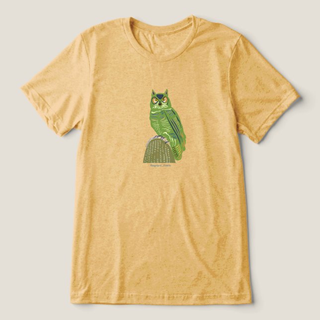 Owl on cactus  t shirt (Design Framsida)