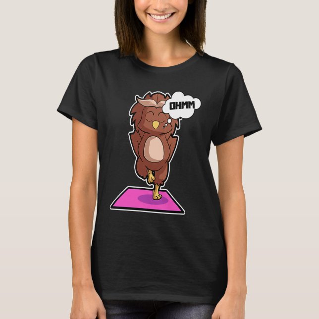 Owl Owl Yoga Poses Sport Gymnastics Ohmmm Heartbea T Shirt (Framsida)