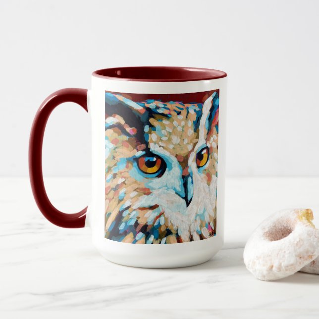Owl Painting - Gift for Animal Lovers Mugg (Med munk)