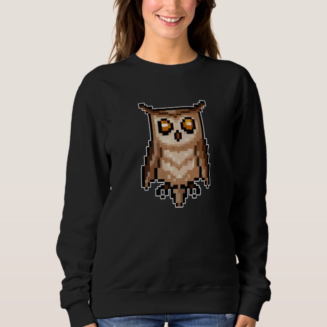 Owl Pixel Retro Gaming Style T Shirt (Framsida)