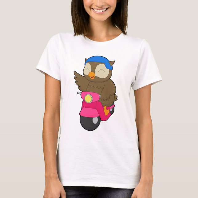 Owl Scooter T Shirt (Framsida)