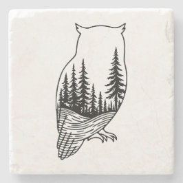 Owl Silhouette with Forest Scene Stenunderlägg