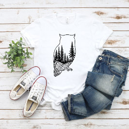 Owl Silhouette with Forest Scene T Shirt