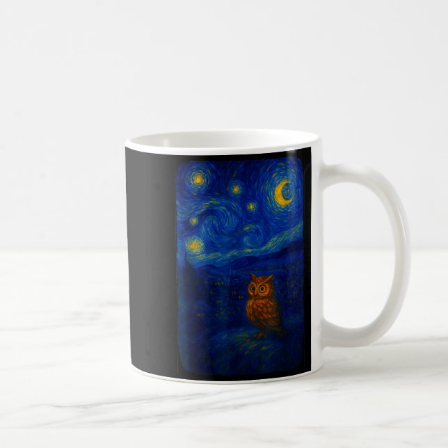 Owl Starry Cute Night Van Gogh Owl Bird Lovers Wom Kaffemugg (Höger)
