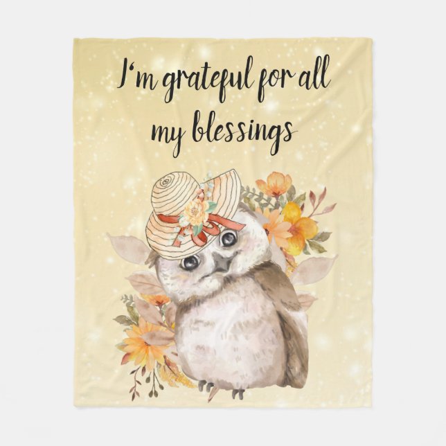 owl Thanksgiving Decor Fall Farmhouse  Fleecefilt (Framsidan)