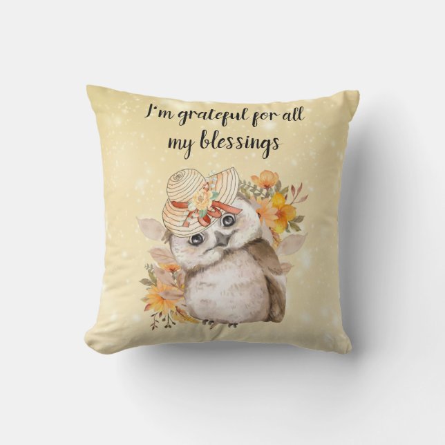 owl Thanksgiving Decor Fall Farmhouse  Kudde (Framsida)