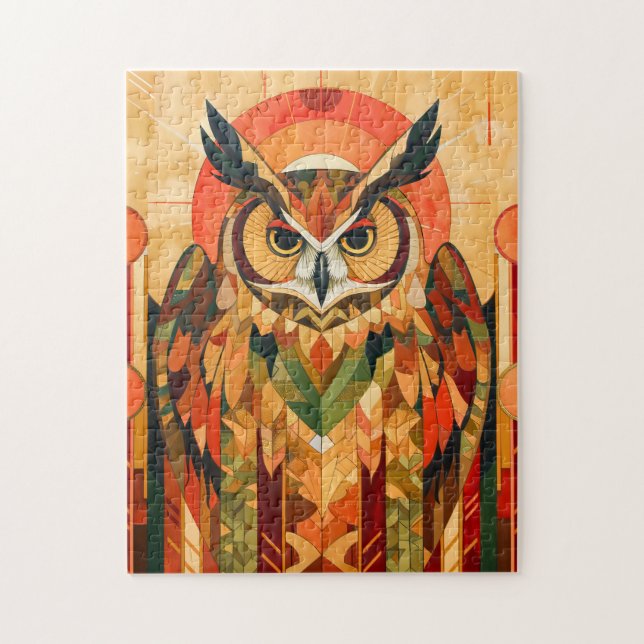 Owl Totem – Urban Art Deco Spirit Pussel (Vertikal)