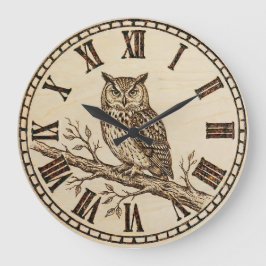 Owl Wall Clock Stor Klocka