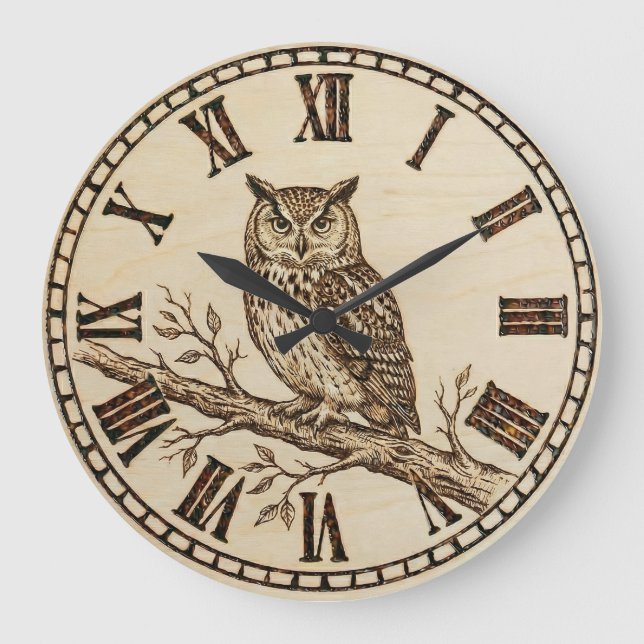 Owl Wall Clock Stor Klocka (Framsida)