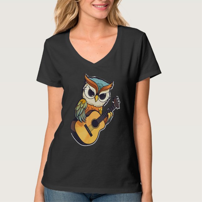 Owl with a guitar ,Owl T Shirt (Framsida)
