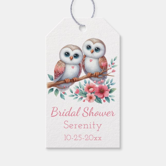 Owl Woodland Boho Rustic Country Bridal Shower Presentetikett (Framsidan)