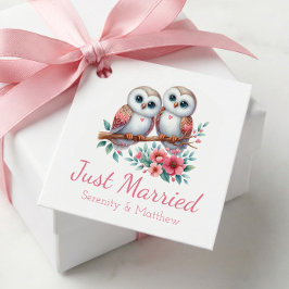 Owl Woodland Boho Rustic Country Just Married Gåvor Etiketter