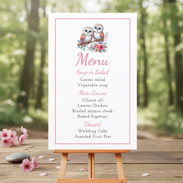 Owl Woodland Boho Rustic Country Wedding Menu (Skapare uppladdad)
