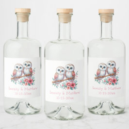 Owl Woodland Boho Rustic Country Wedding Spritflaskor Etikett