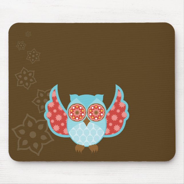 OwlBoheme blåa Mousepad Musmatta (Framsidan)