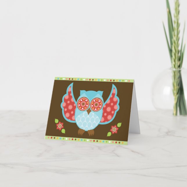 OwlBoheme Blu Notecard Kort (Framsida)
