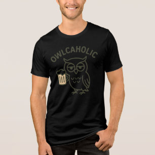 OwlcaholUggla & Beer Funny Tri-Blend Tee