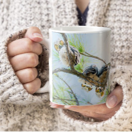 Owlets Baby Uggla i Träd Wildlife Kaffemugg