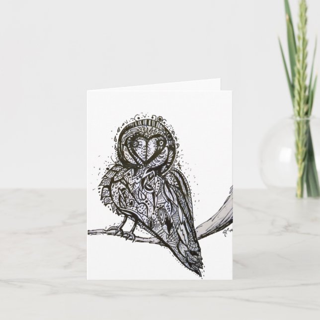 Owlfully gulliga Notecard Kort (Framsida)