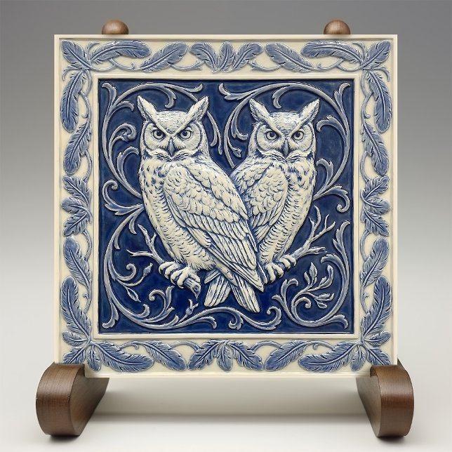 Owls Arts & Crafts Wall Decor Kakelplatta (Skapare uppladdad)