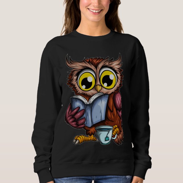 Owls Book Newspaper Crime Novel Hot Tea Cup Owl Re T Shirt (Framsida)