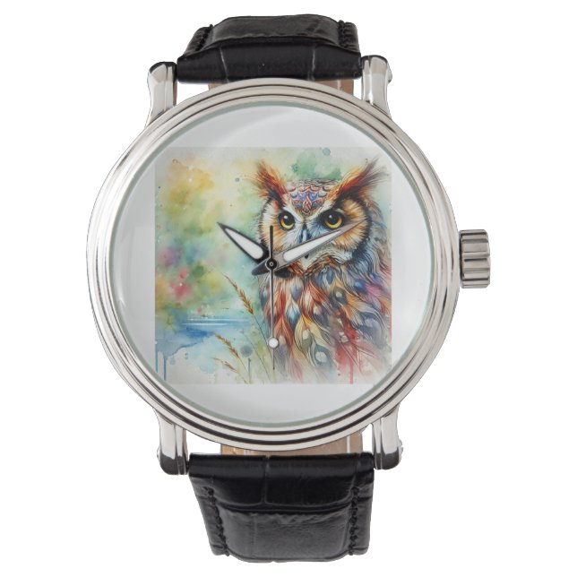Owls serenity 030924AREF105 - Watercolor Armbandsur (Framsida)
