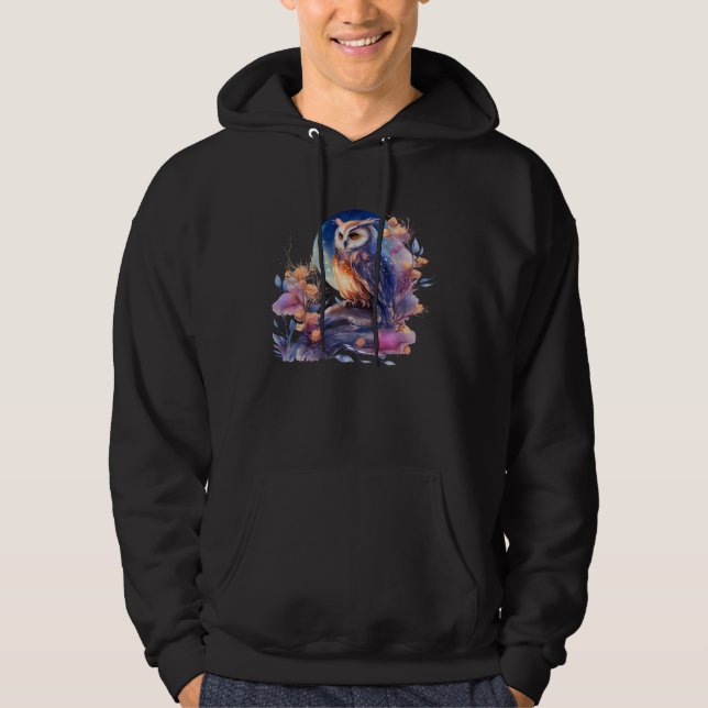 Owls Spirit Animal Owl Lovers White Owl Birds Prey Hoodie (Framsida)