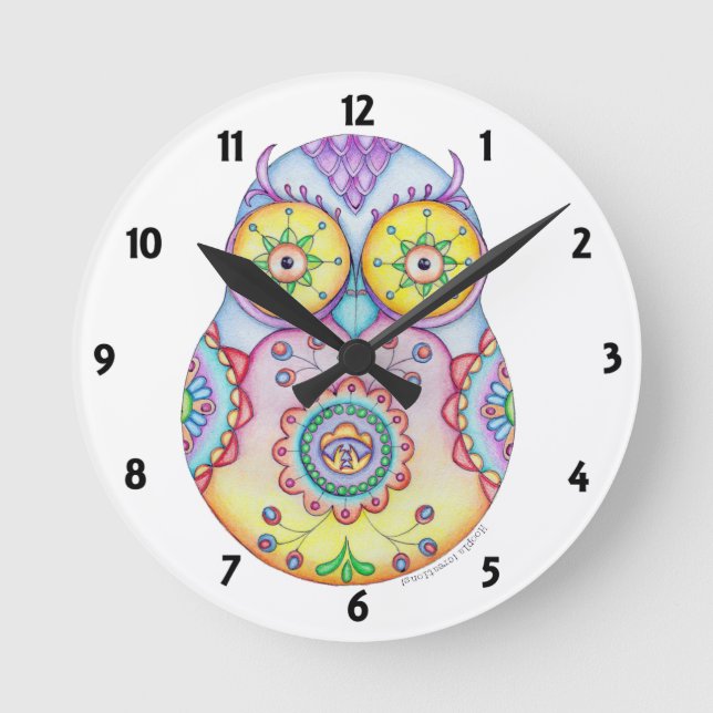Owlushka Bright Öga Clock Rund Klocka (Framsida)