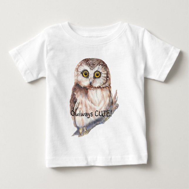 Owlways Cute Roligt Quote Watercolor Little Uggla Tröja (Framsida)