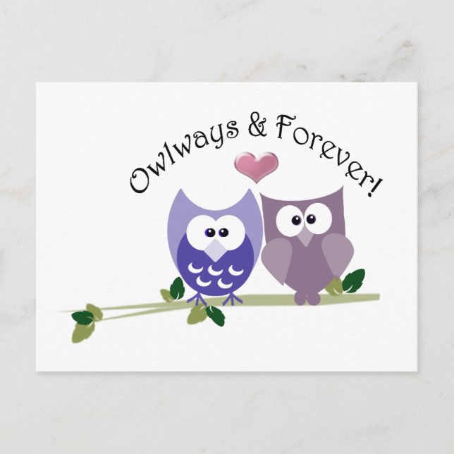 Owlways och Forever! Cute Uggla-design Vykort (Framsida)