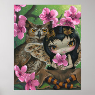 Owlyn i Springtime ART PRINT Uggla Fairy Vår Poster