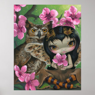 Owlyn i Springtime ART PRINT Uggla Fairy Vår Poster