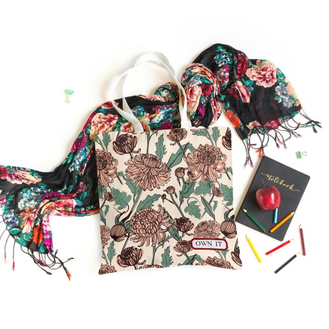 Own It Floral Aesthetic Totebagge Tygkasse (Skapare uppladdad)
