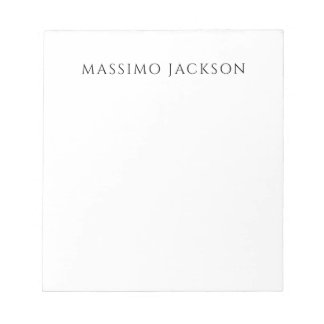 Own Name Calligraphy Chic Plain Simple Black White Anteckningsblock
