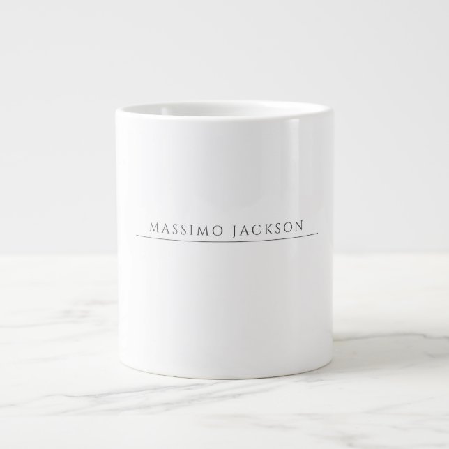 Own Name Calligraphy Chic Plain Simple Black White Jumbo Mugg (Framsidan)