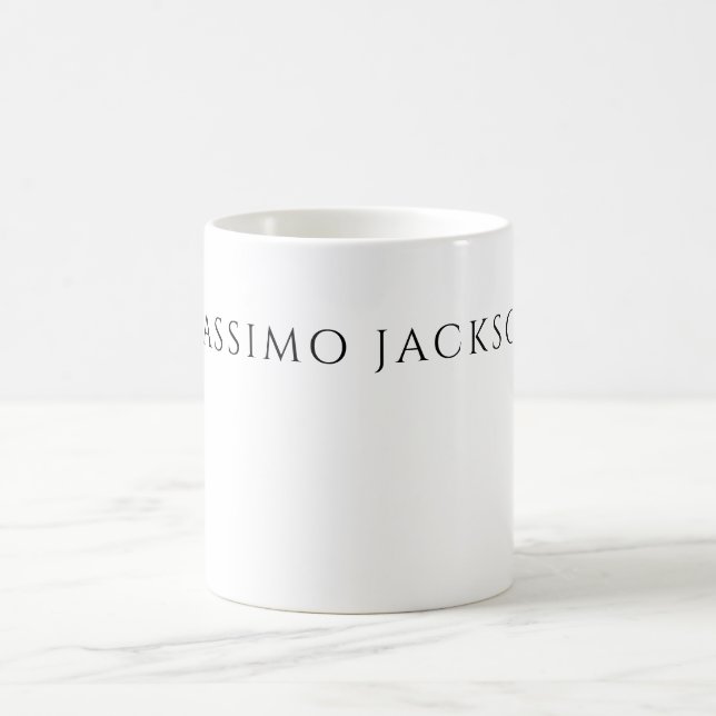 Own Name Calligraphy Chic Plain Simple Black White Kaffemugg (Center)