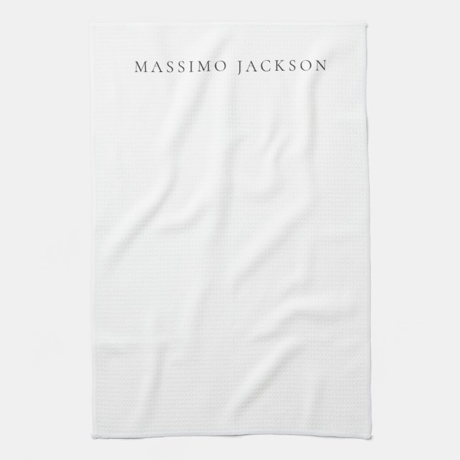 Own Name Calligraphy Chic Plain Simple Black White Kökshandduk (Vertikal)