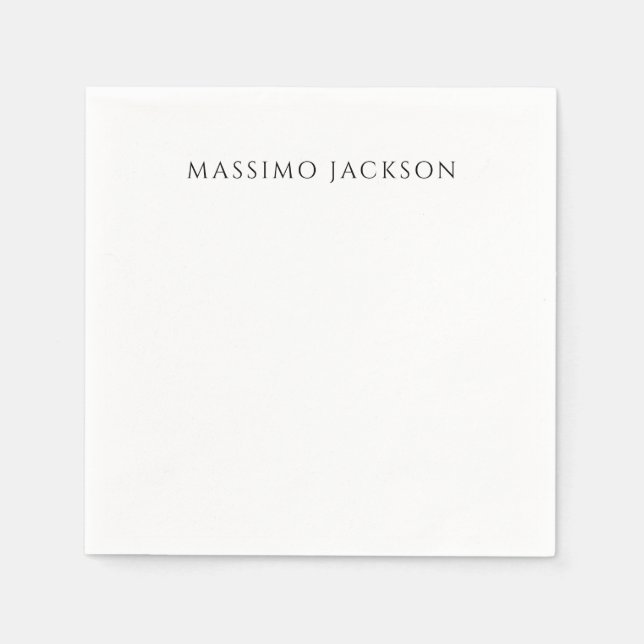 Own Name Calligraphy Chic Plain Simple Black White Pappersservett (Framsidan)